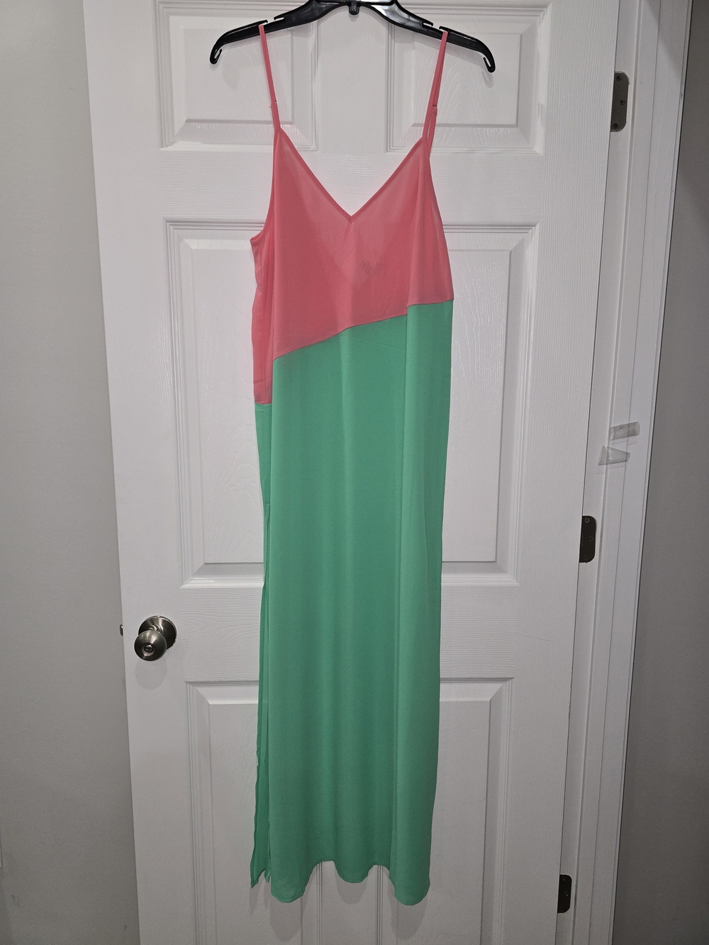 Lulus Pink and Green Colorblock Swimsuit Cover, Size M